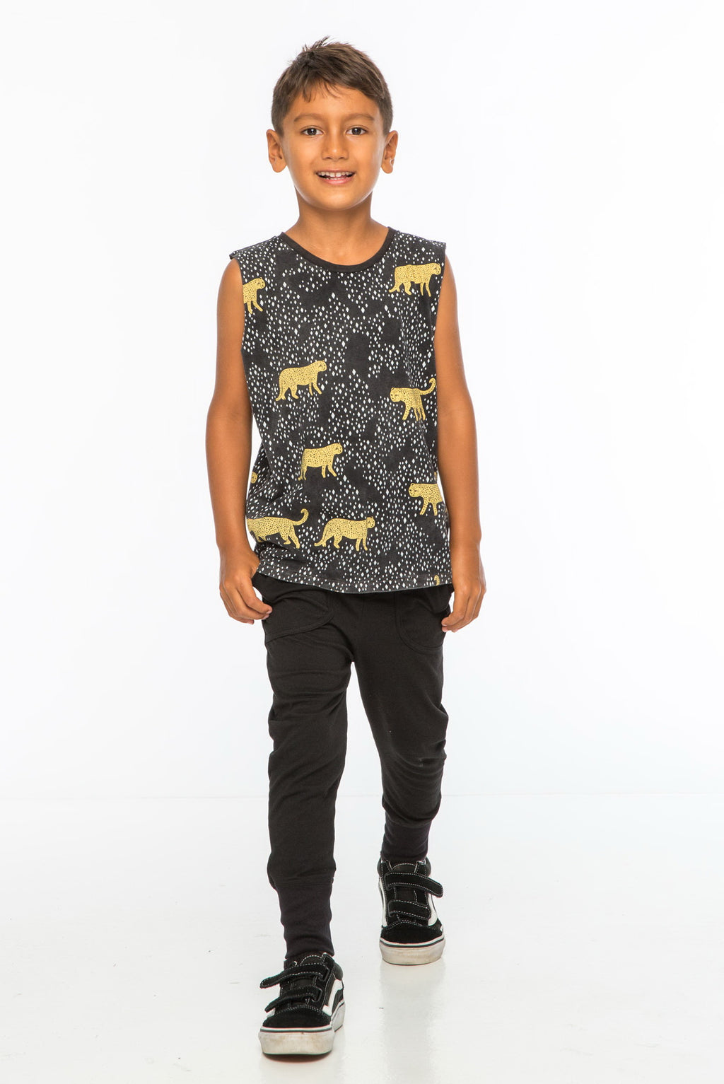 LEOPARD DIAMOND TANK TOP BLACK - Zuttion