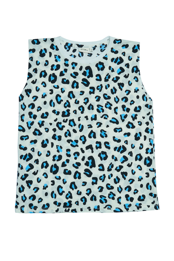 LEOPARD TANK TOP BLUE