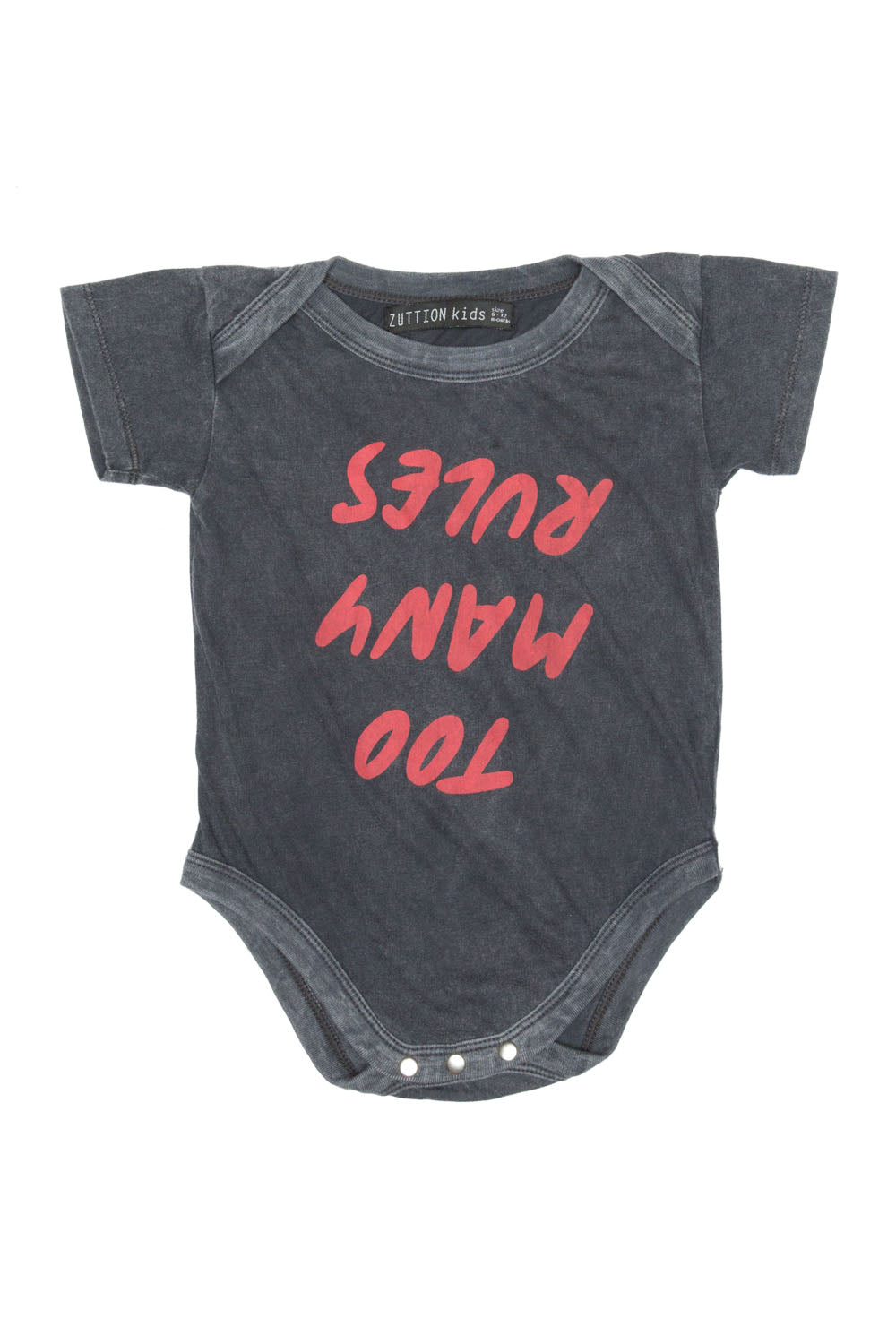 TOO MANY RULES ONESIE CHARCOAL - Zuttion