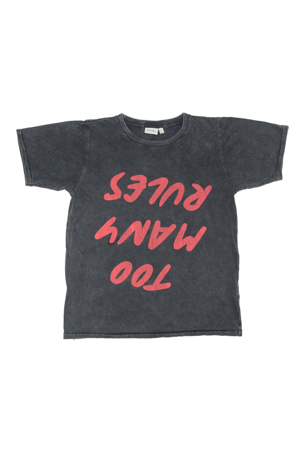 TOO MANY RULES S/S ROUND NECK T CHARCOAL - Zuttion