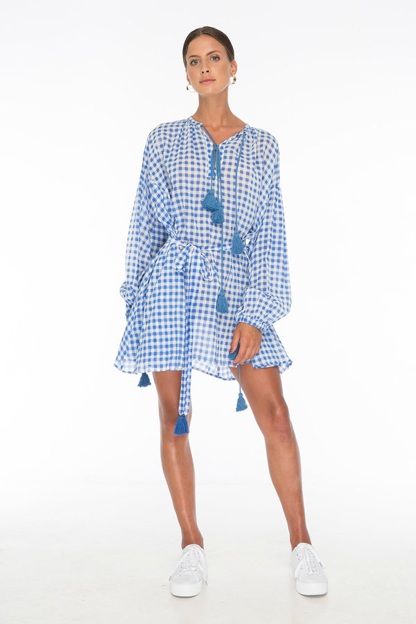TSO-Rebecca Gingham Blue Day Dress - Zuttion