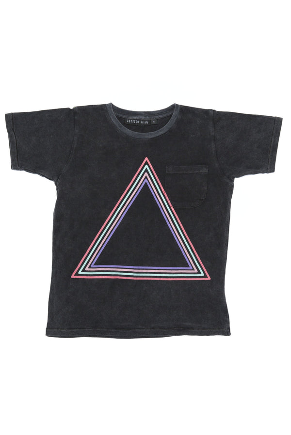 TRIANGLE S/S ROUND NECK POCKET T CHARCOAL - Zuttion
